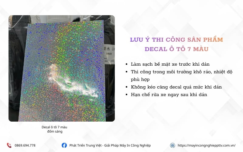 Lưu ý khi thi công decal 7 màu đốm sáng mới